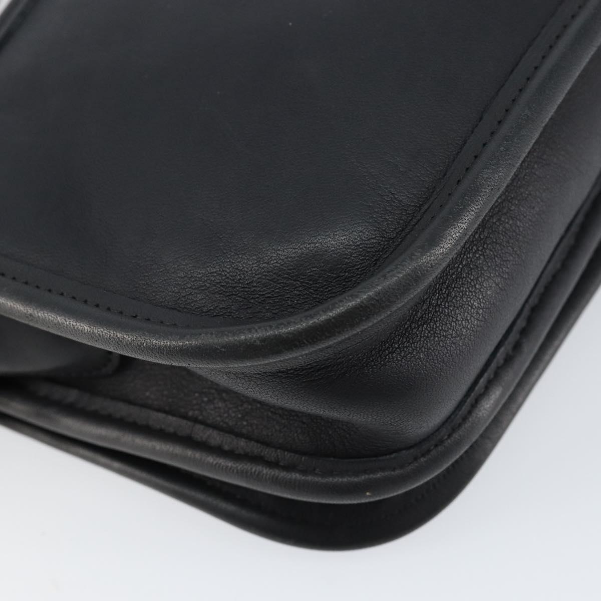 Coach Shoulder Bag Leather Black Gold Auth 155705