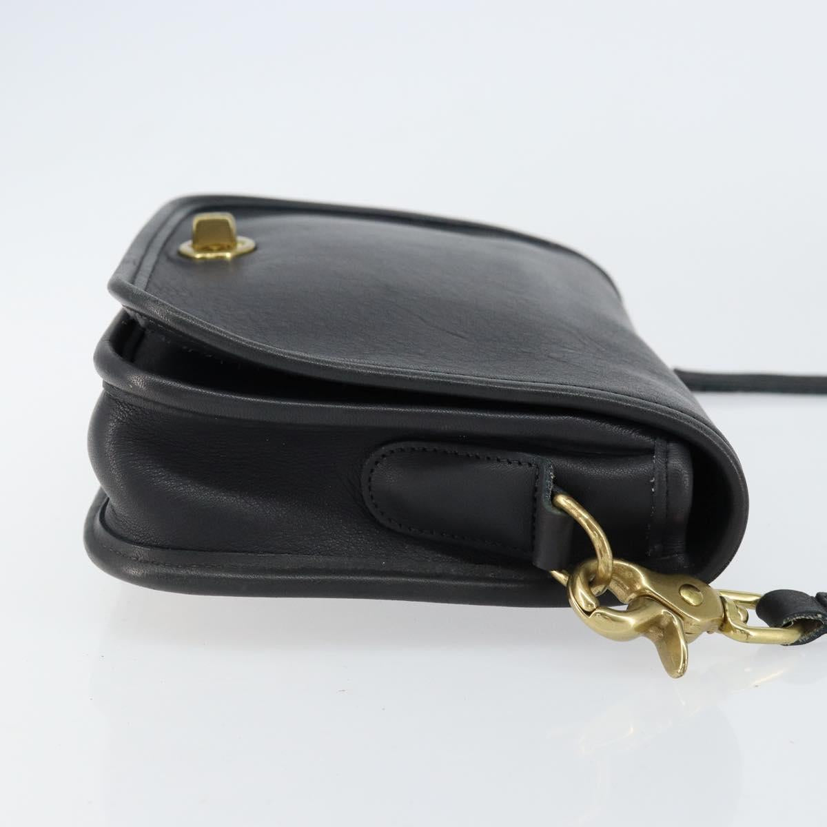 Coach Shoulder Bag Leather Black Gold Auth 155705