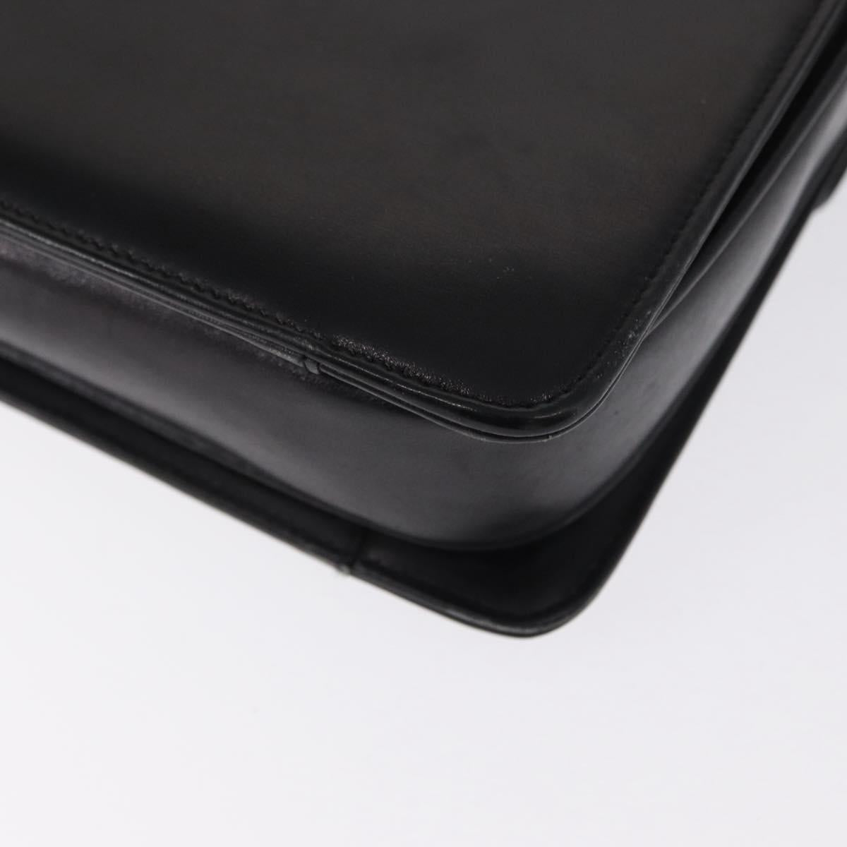 CELINE Horse Carriage Shoulder Bag Leather Black Gold Auth 155706