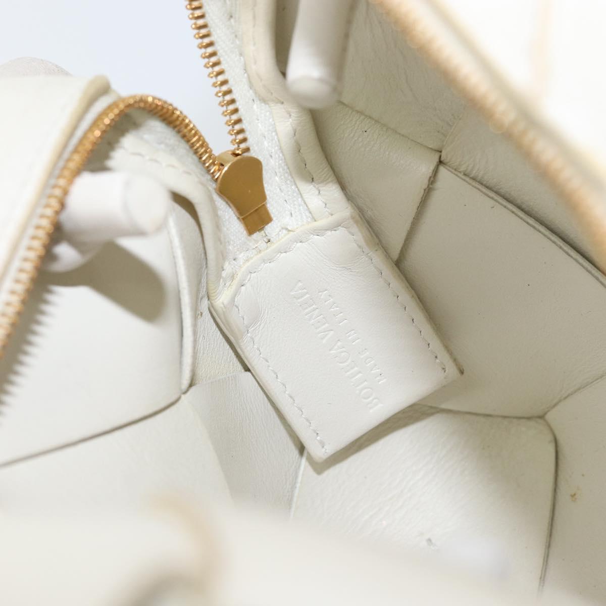 BOTTEGA VENETA MAXI INTRECCIATO Cassette Mini Bag Leather White Gold Auth 155708