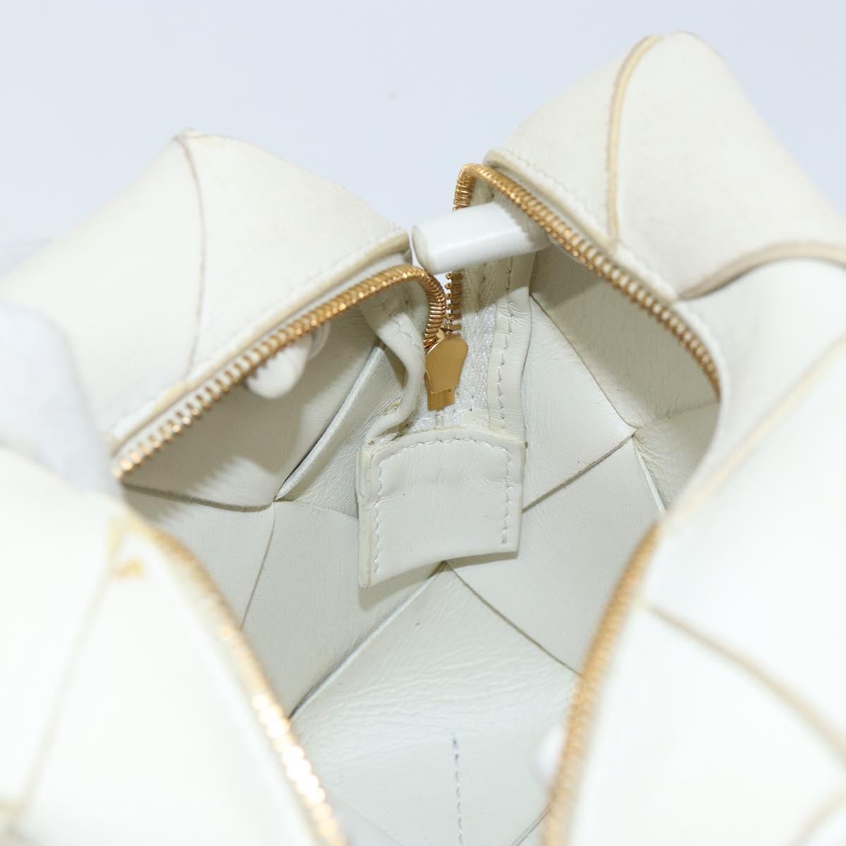 BOTTEGA VENETA MAXI INTRECCIATO Cassette Mini Bag Leather White Gold Auth 155708