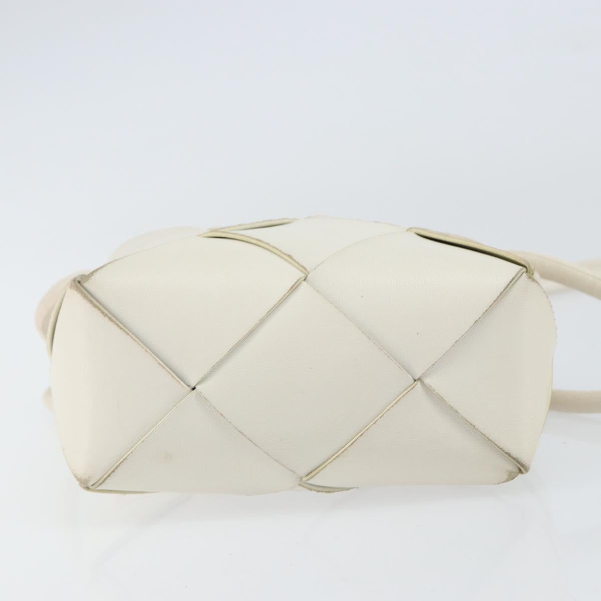 BOTTEGA VENETA MAXI INTRECCIATO Cassette Mini Bag Leather White Gold Auth 155708