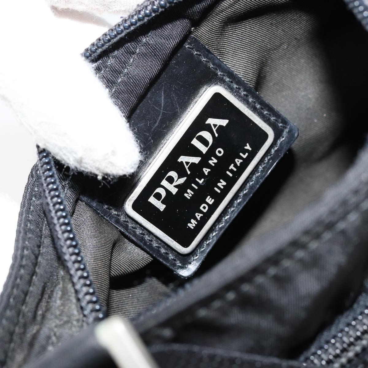 PRADA Shoulder Bag Nylon Black Silver Auth 155709