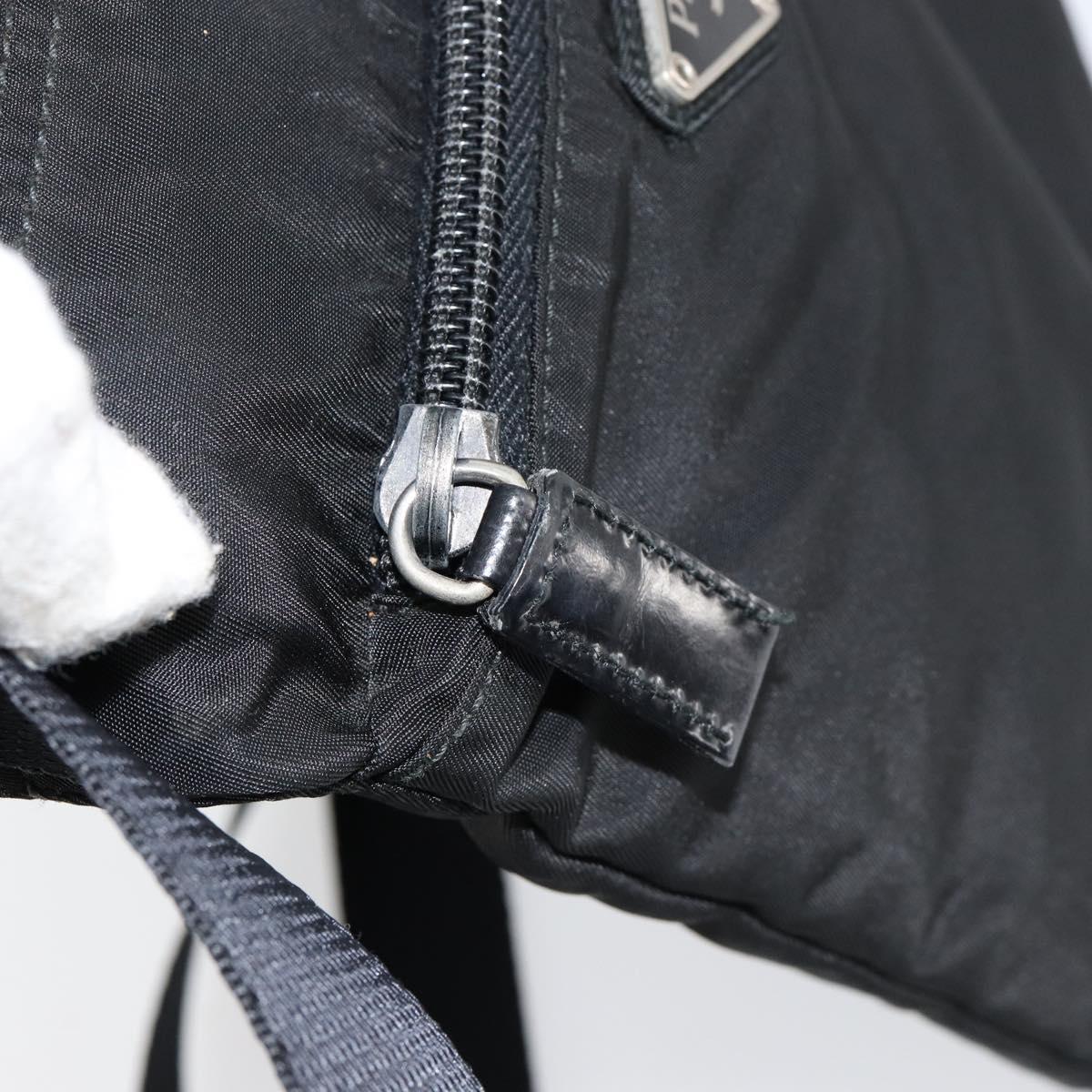 PRADA Shoulder Bag Nylon Black Silver Auth 155709
