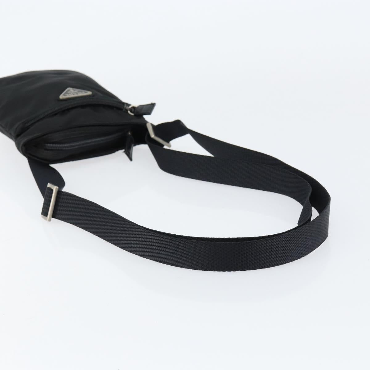 PRADA Shoulder Bag Nylon Black Silver Auth 155709