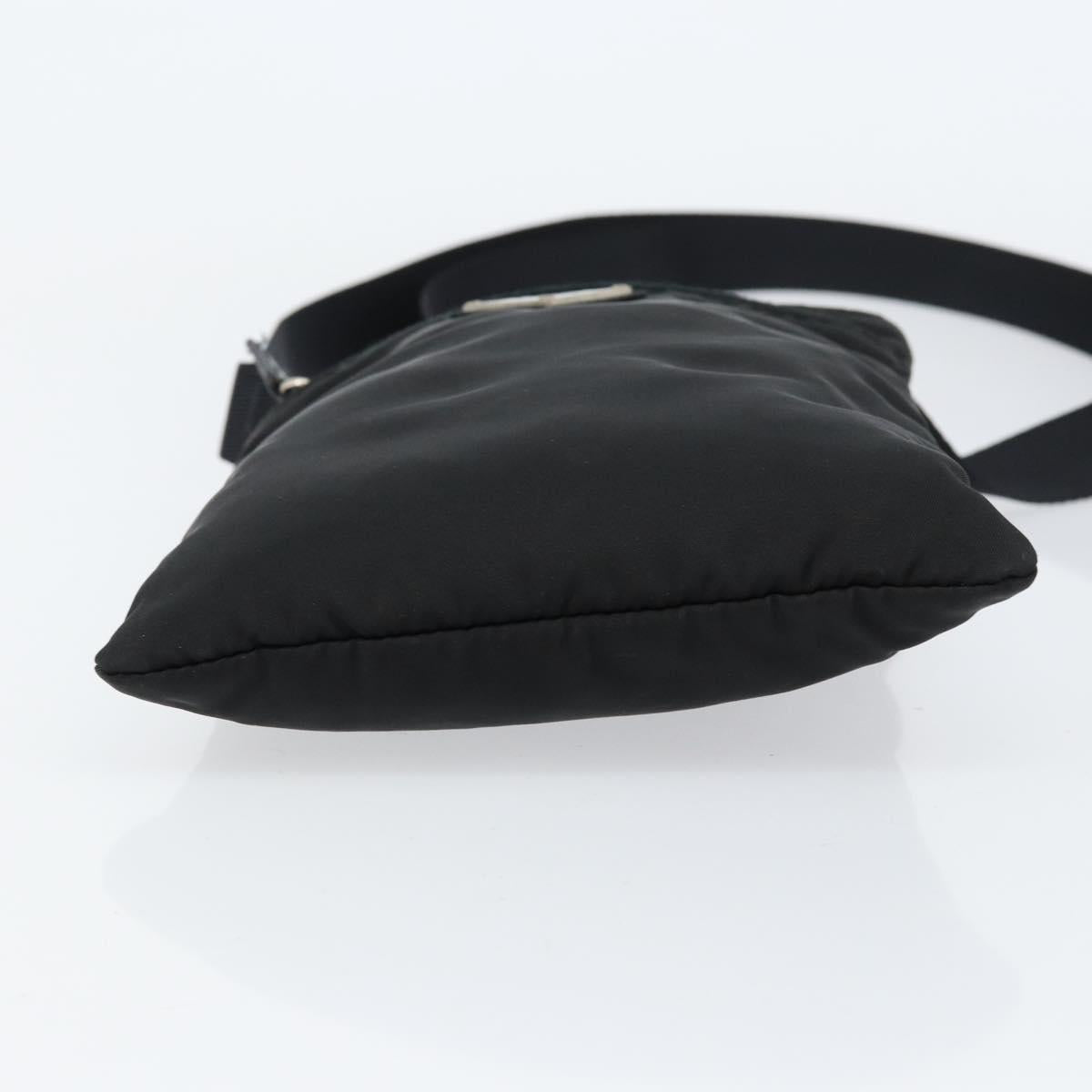 PRADA Shoulder Bag Nylon Black Silver Auth 155709