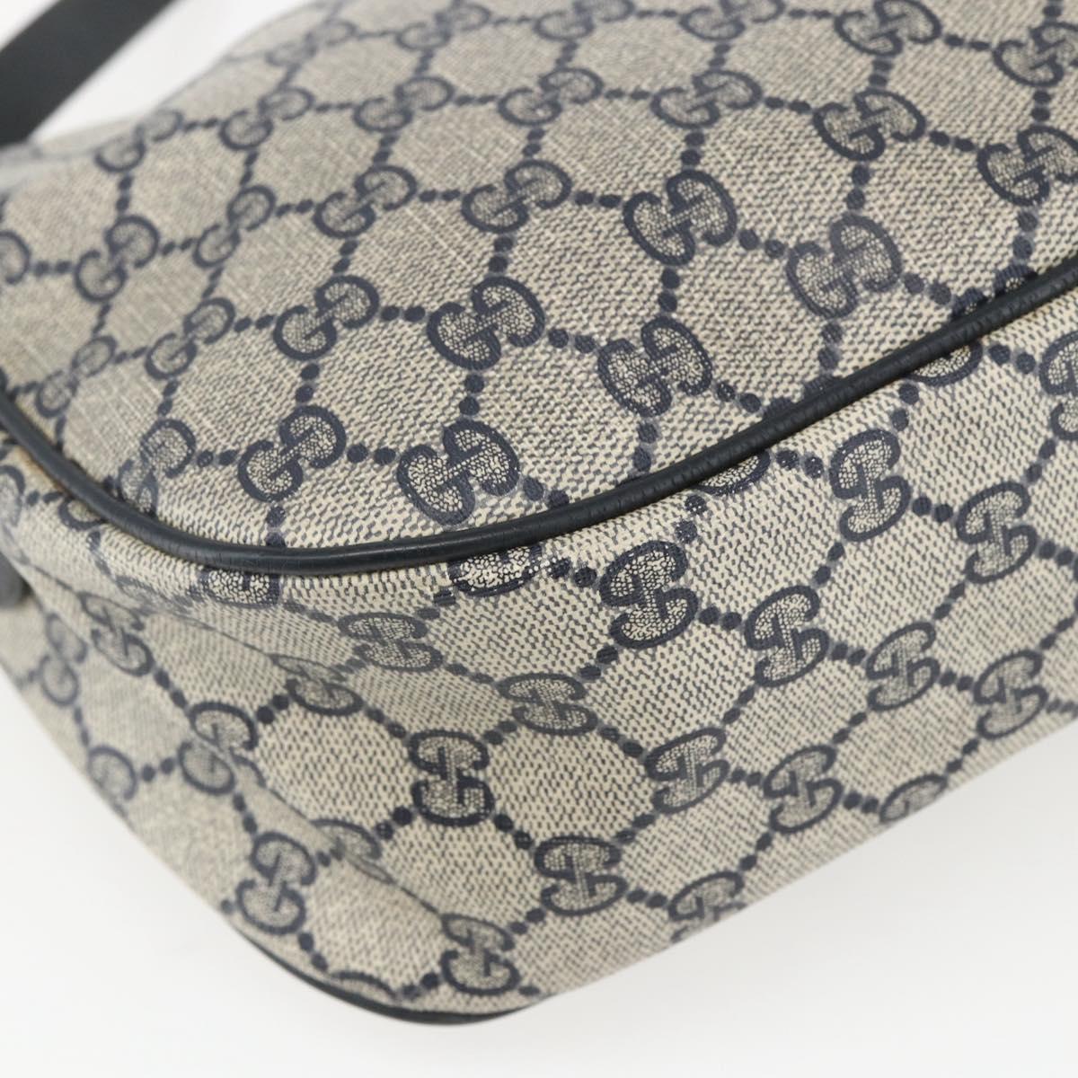 GUCCI GG Supreme Sherry Line Shoulder Bag PVC Navy Gold 89 02 077 Auth 155728