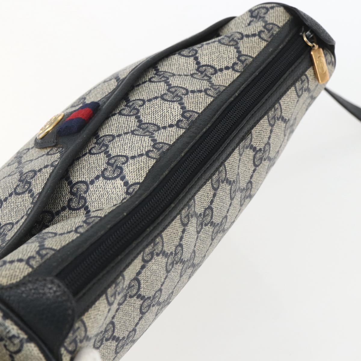 GUCCI GG Supreme Sherry Line Shoulder Bag PVC Navy Gold 89 02 077 Auth 155728