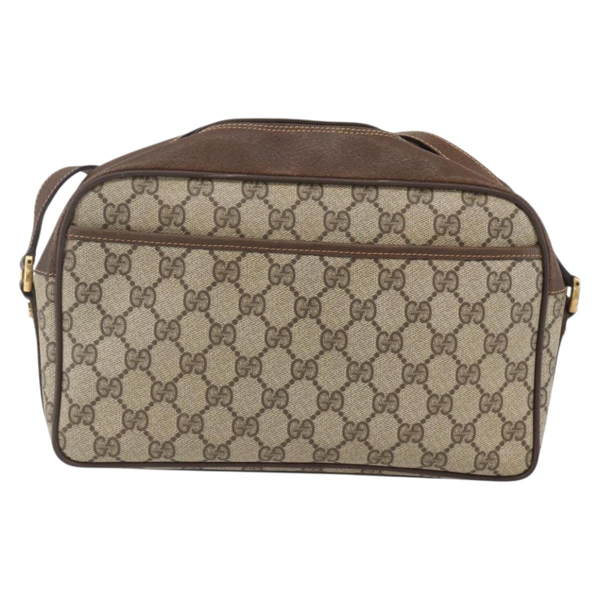 GUCCI GG Supreme Web Sherry Line Bag PVC Beige Gold Red 001 56 0860 Auth 155729