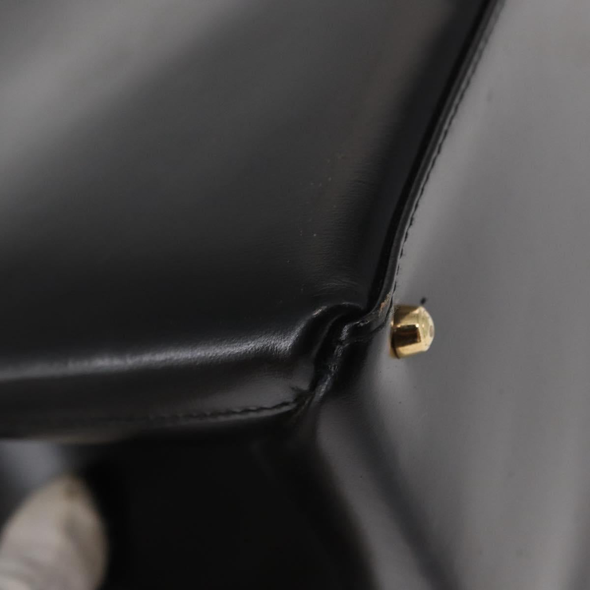 GUCCI Hand Bag Leather Black Gold 000 2046 0562 Auth 155731
