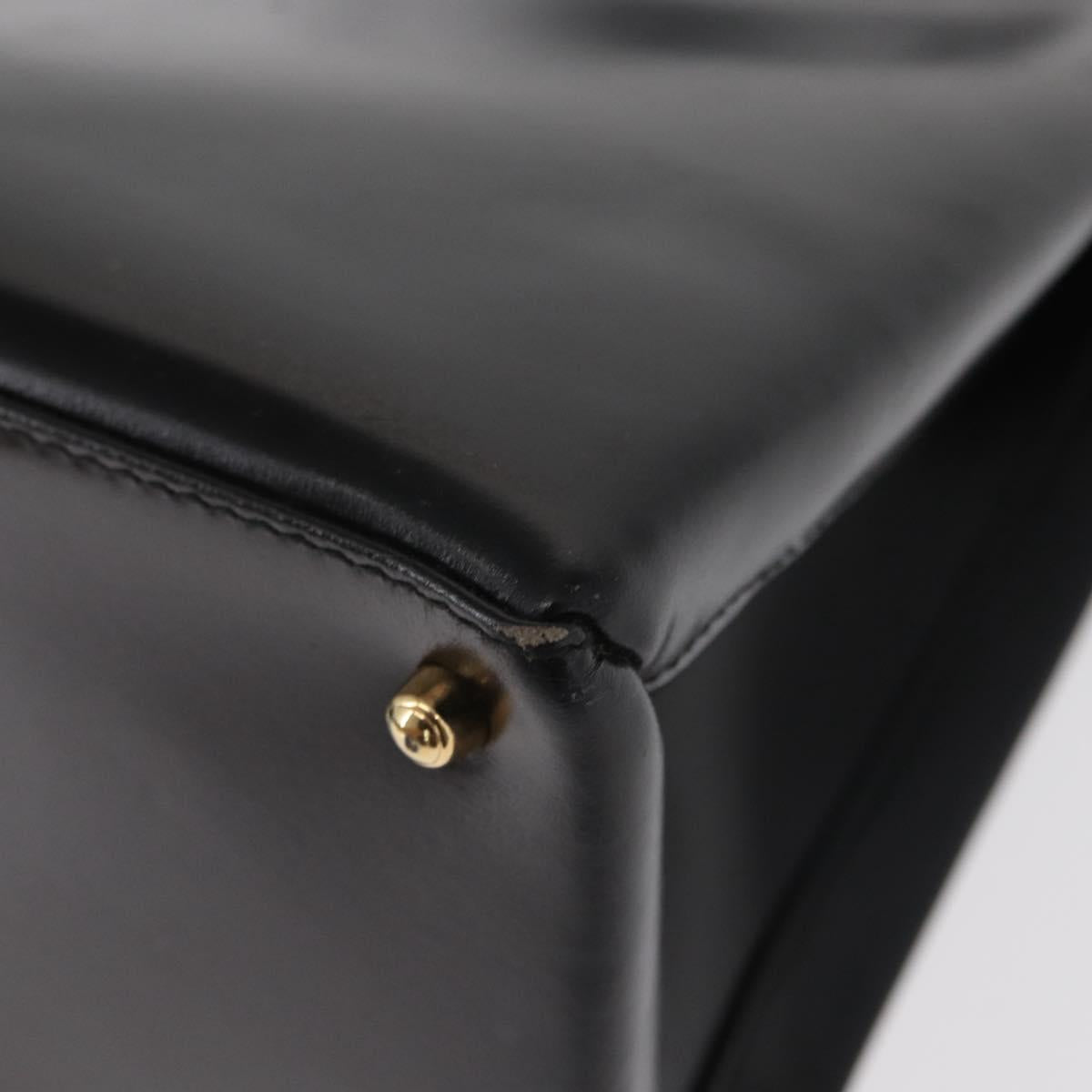 GUCCI Hand Bag Leather Black Gold 000 2046 0562 Auth 155731