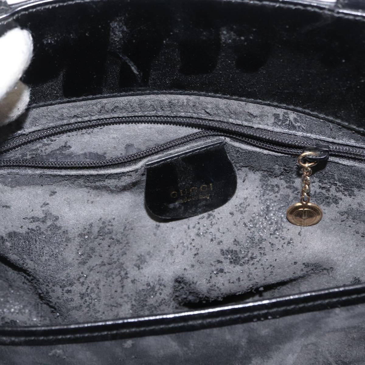 GUCCI Hand Bag Leather Black Gold 000 2046 0562 Auth 155731
