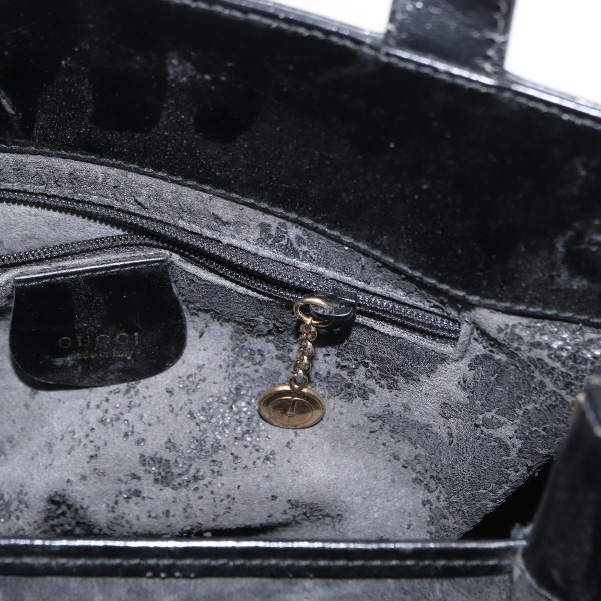 GUCCI Hand Bag Leather Black Gold 000 2046 0562 Auth 155731