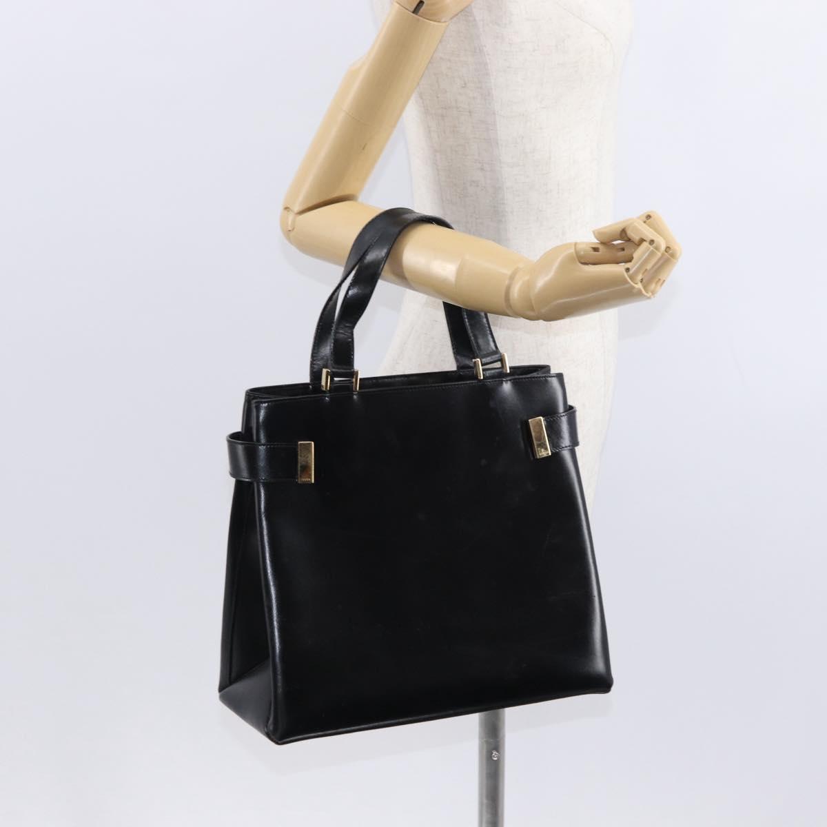 GUCCI Hand Bag Leather Black Gold 000 2046 0562 Auth 155731