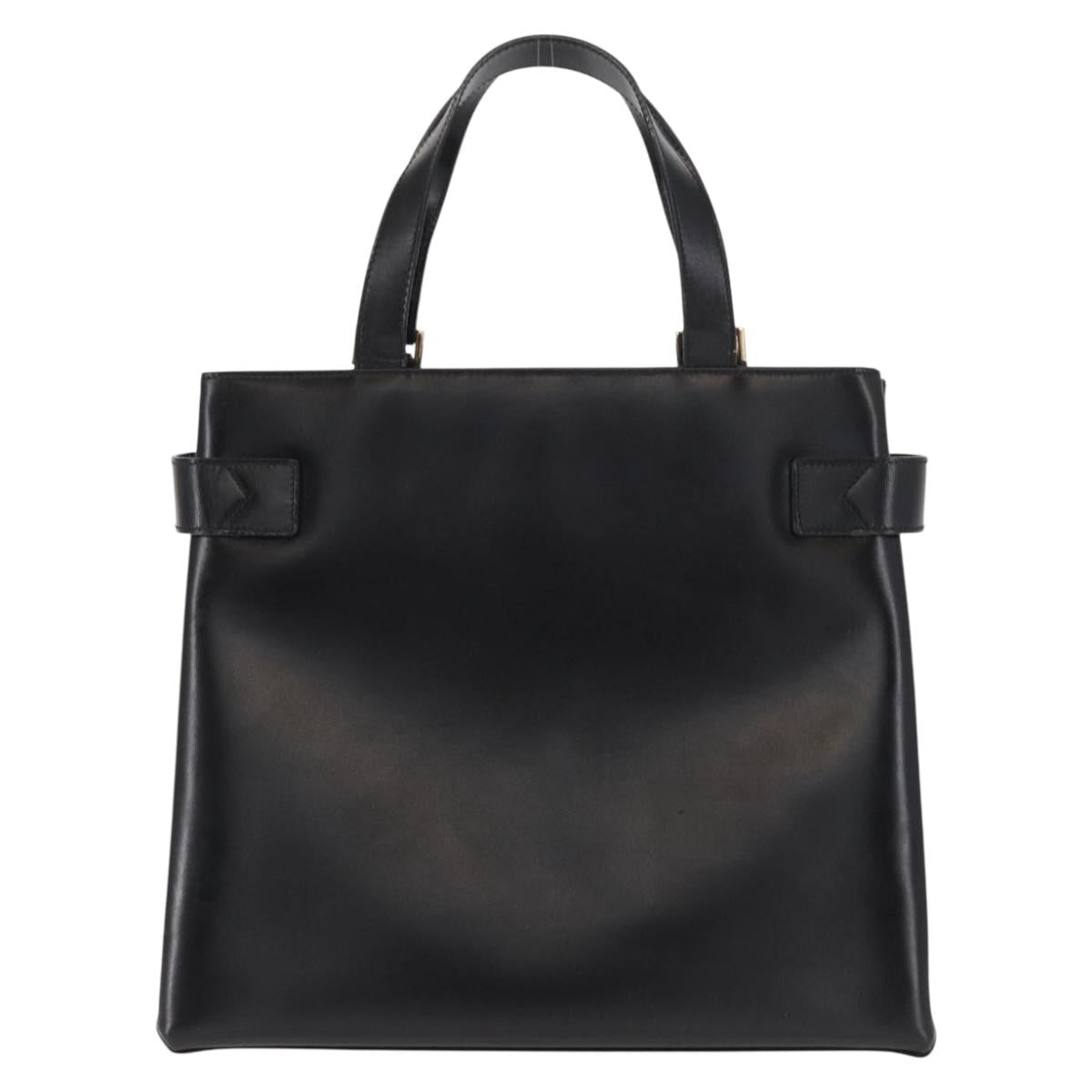 GUCCI Hand Bag Leather Black Gold 000 2046 0562 Auth 155731