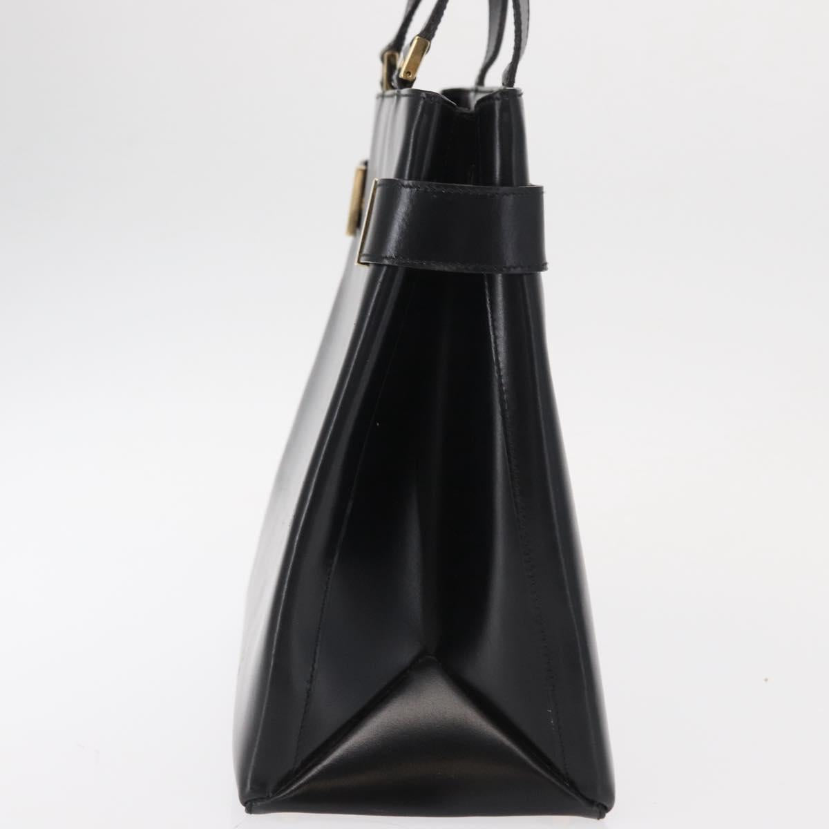 GUCCI Hand Bag Leather Black Gold 000 2046 0562 Auth 155731