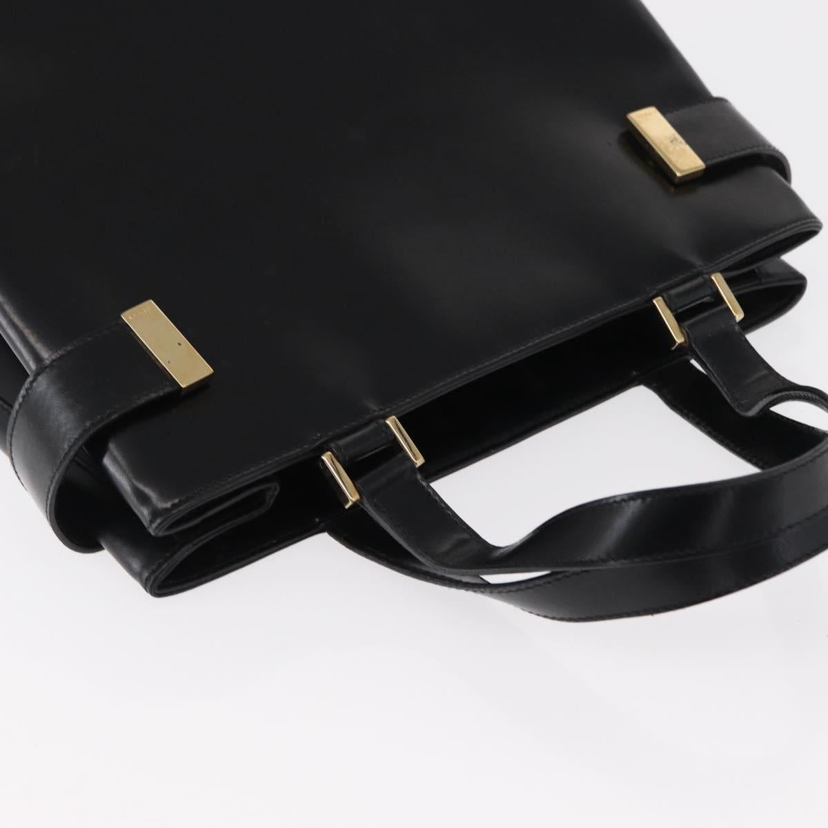 GUCCI Hand Bag Leather Black Gold 000 2046 0562 Auth 155731