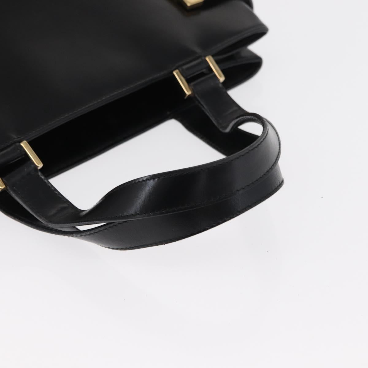 GUCCI Hand Bag Leather Black Gold 000 2046 0562 Auth 155731