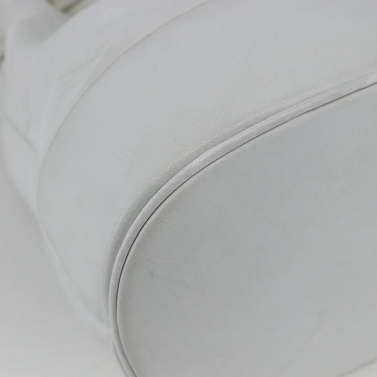 CHANEL COCO Mark Shoulder Bag Leather White Gold CC Auth 155741V