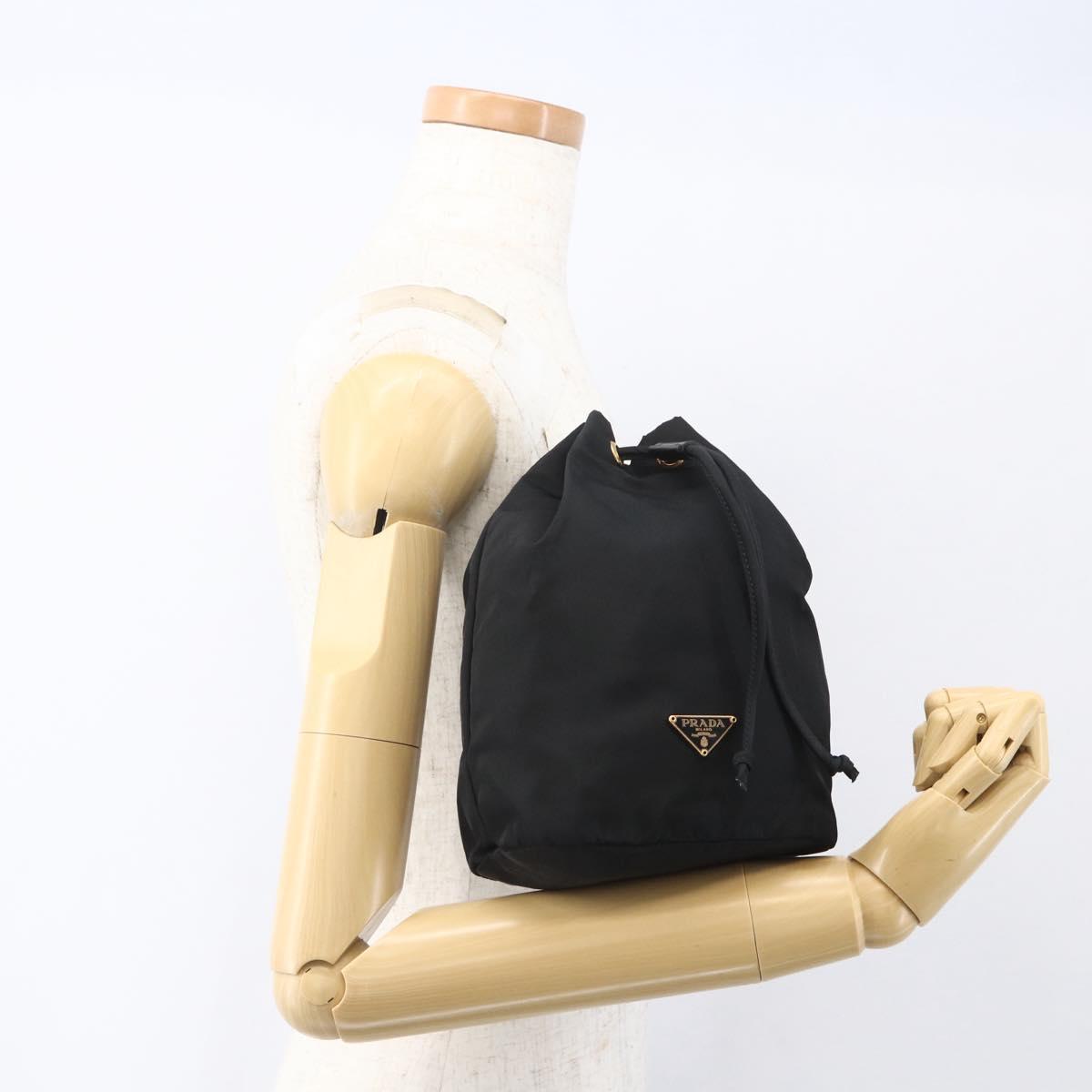 PRADA Purse Pouch Nylon Black Auth 155750V