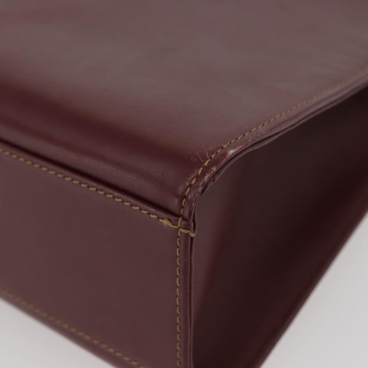 CARTIER Must Line Hand Bag Leather Bordeaux Gold Auth 155792