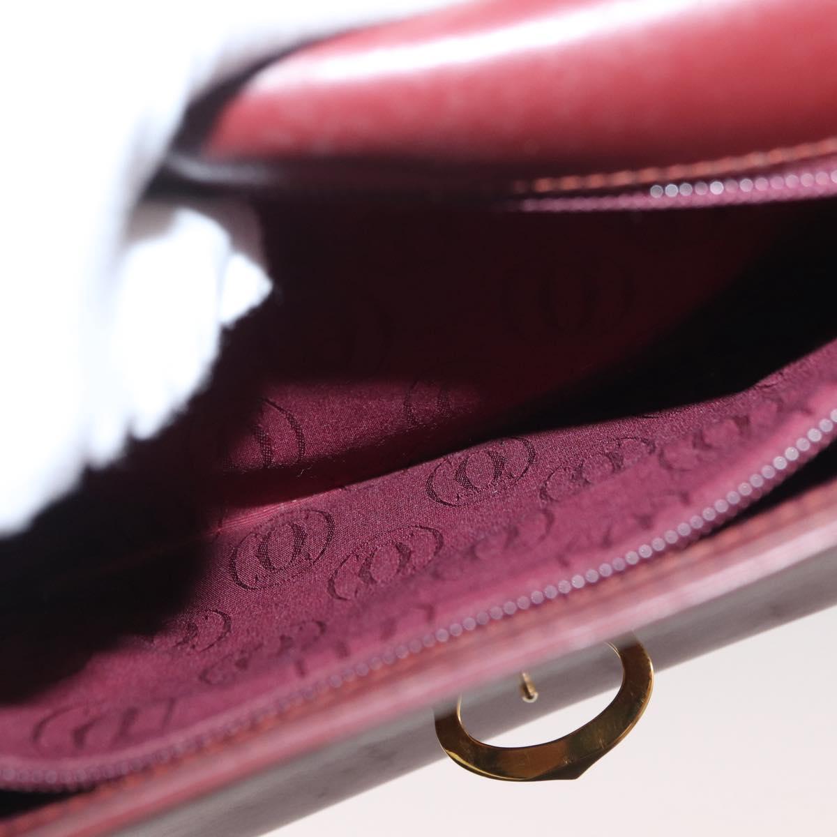 CARTIER Must Line Hand Bag Leather Bordeaux Gold Auth 155792
