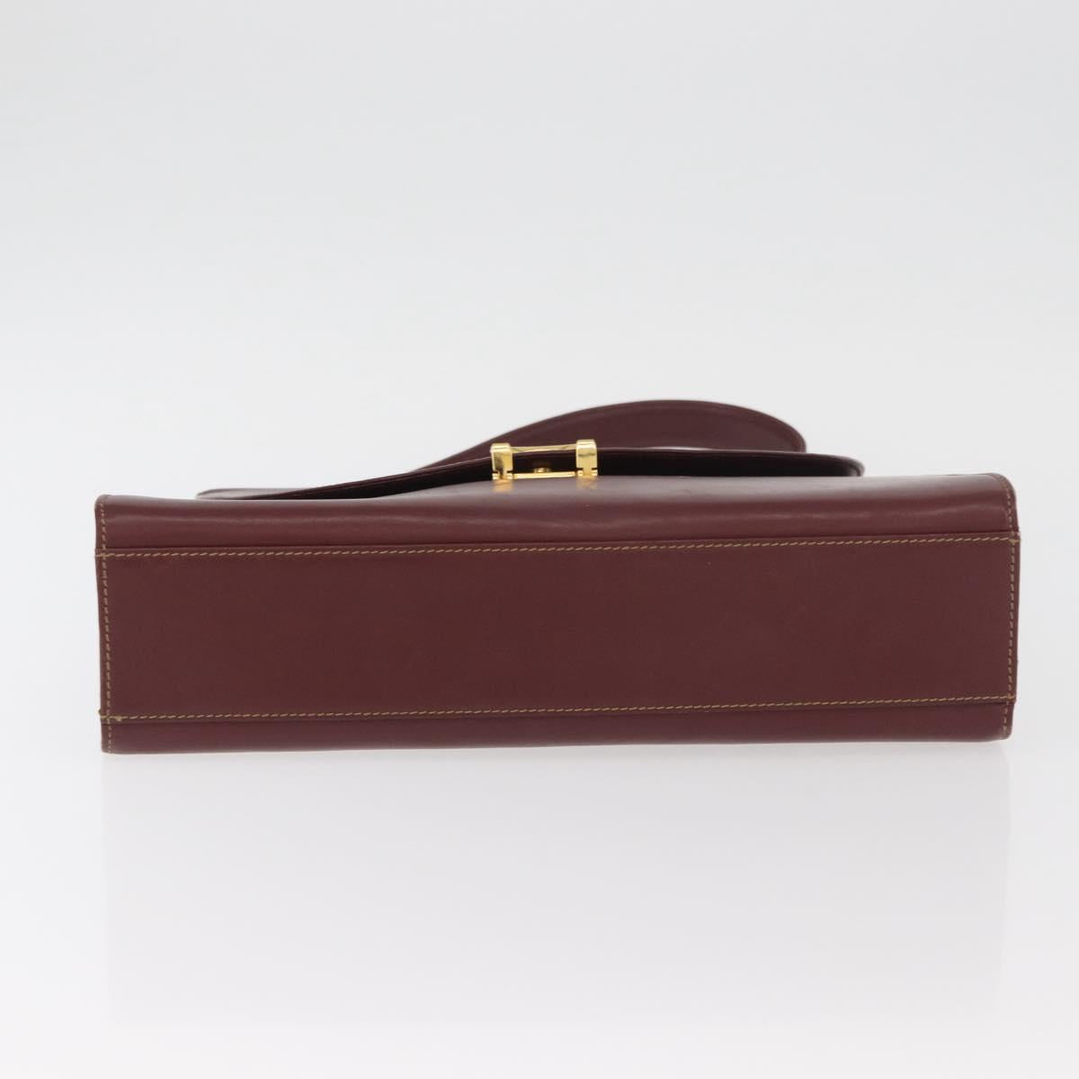 CARTIER Must Line Hand Bag Leather Bordeaux Gold Auth 155792