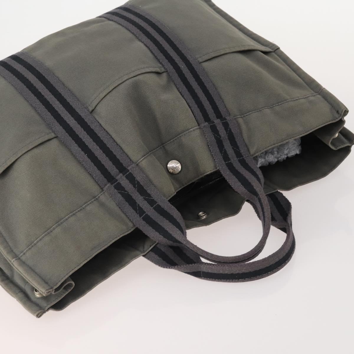 HERMES Tote Bag Canvas 4 Set Gray Auth 155796