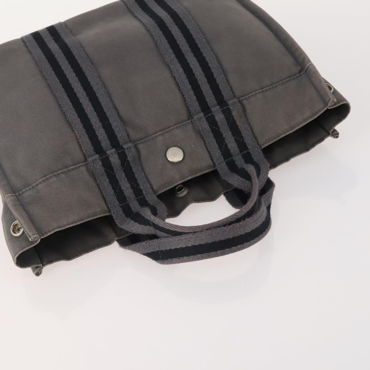 HERMES Tote Bag Canvas 4 Set Gray Auth 155796