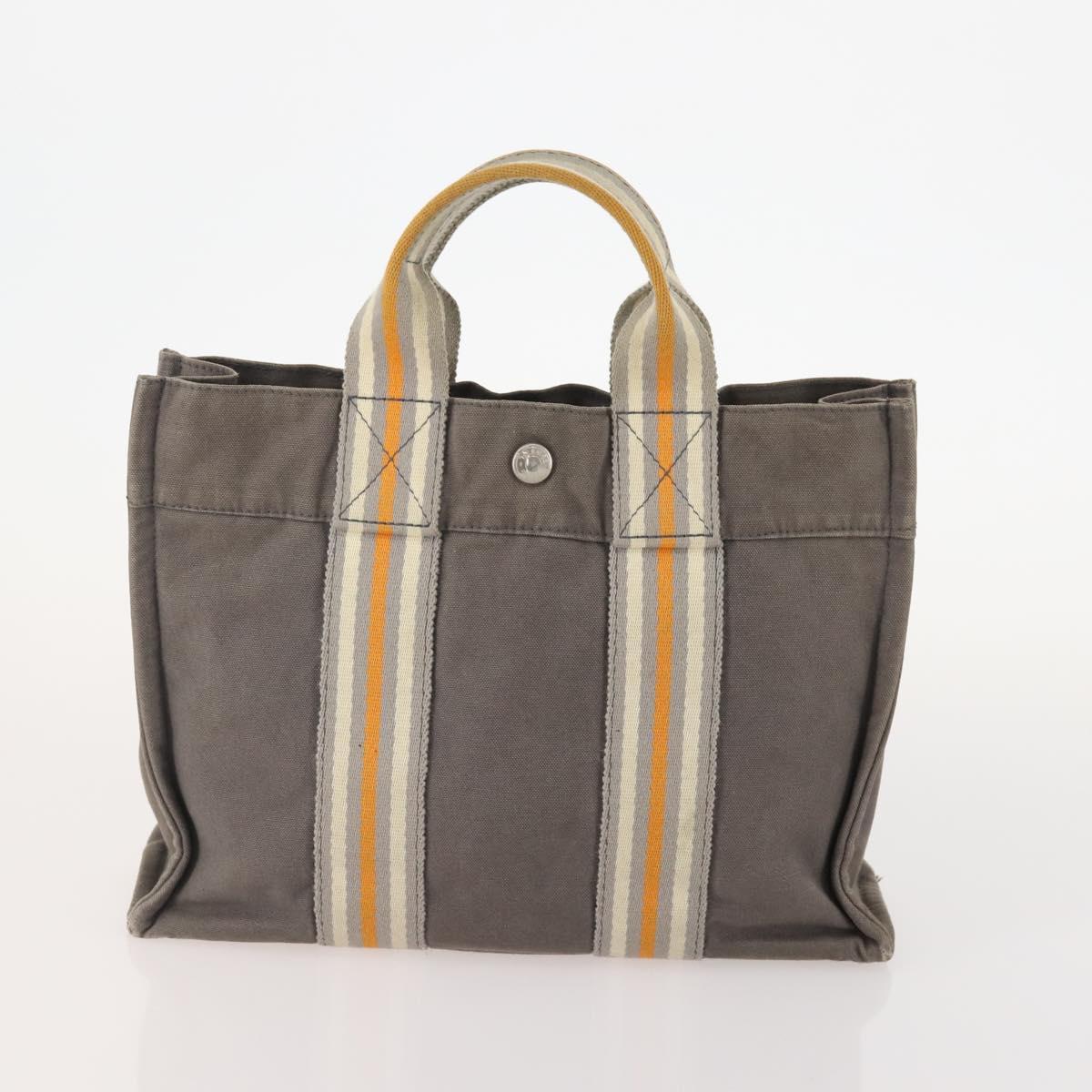 HERMES Tote Bag Canvas 4 Set Gray Auth 155796