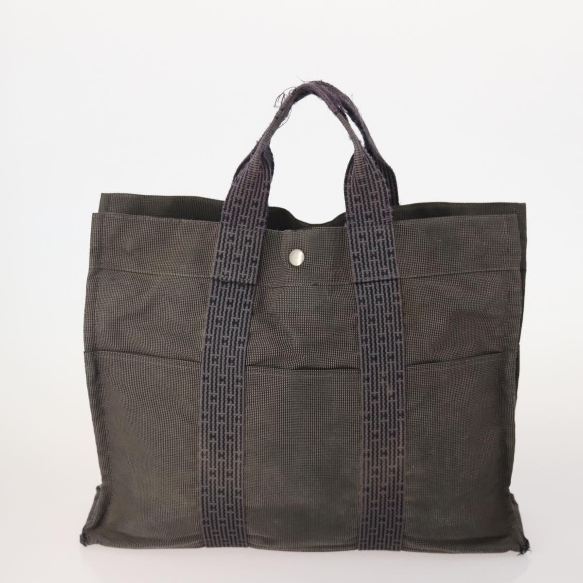 HERMES Tote Bag Canvas 4 Set Gray Auth 155796