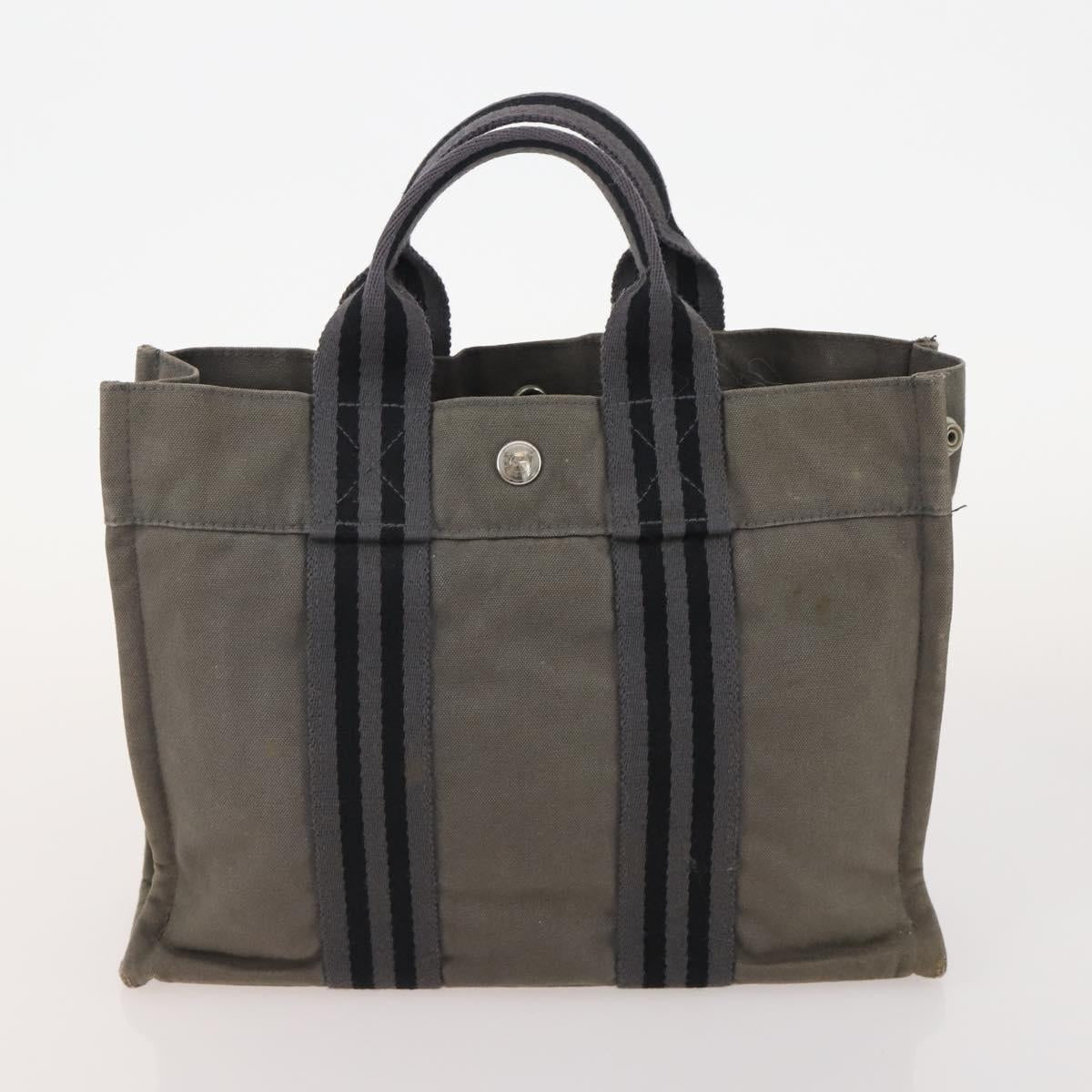 HERMES Tote Bag Canvas 5 Set Red Gray Navy Auth 155797