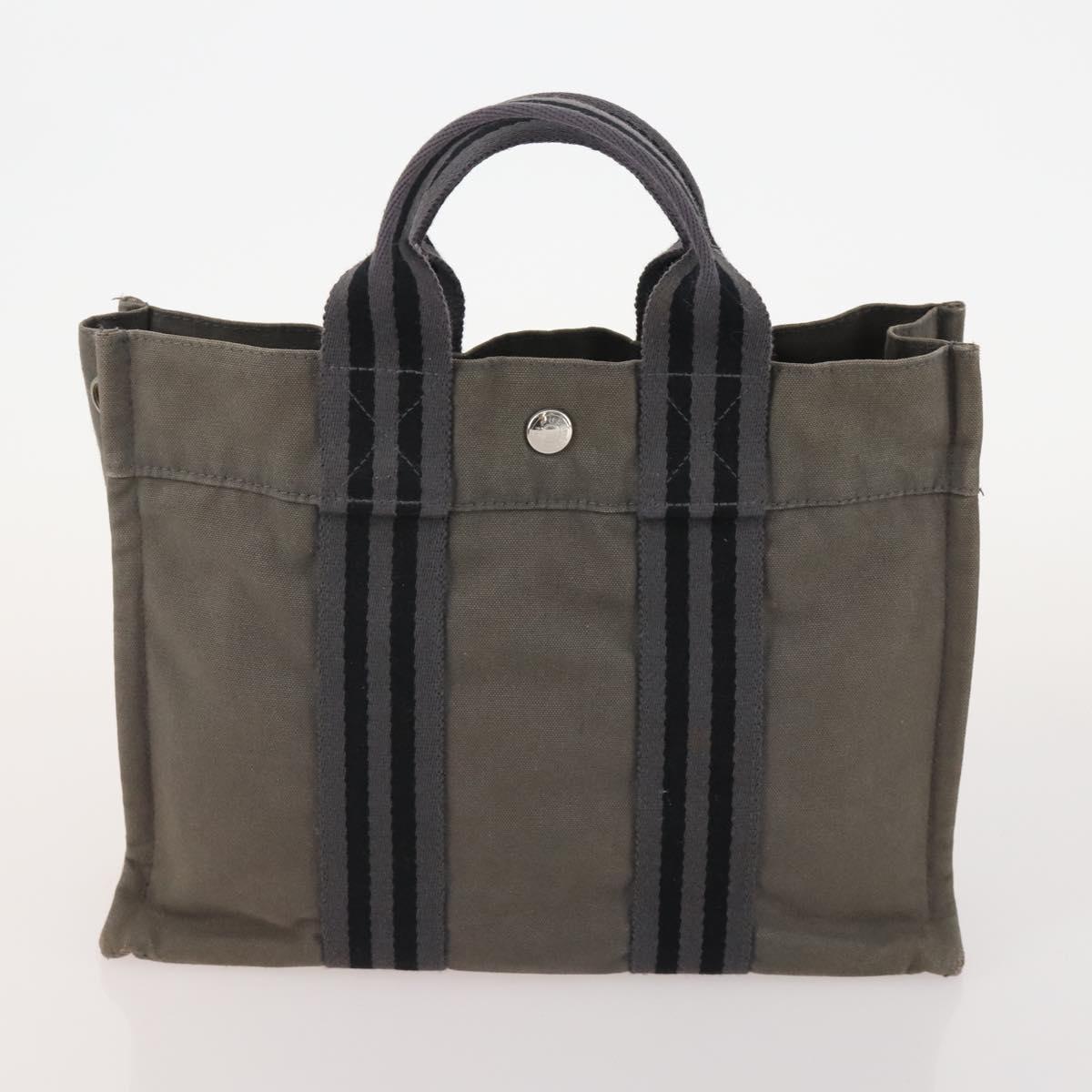HERMES Tote Bag Canvas 5 Set Red Gray Navy Auth 155797