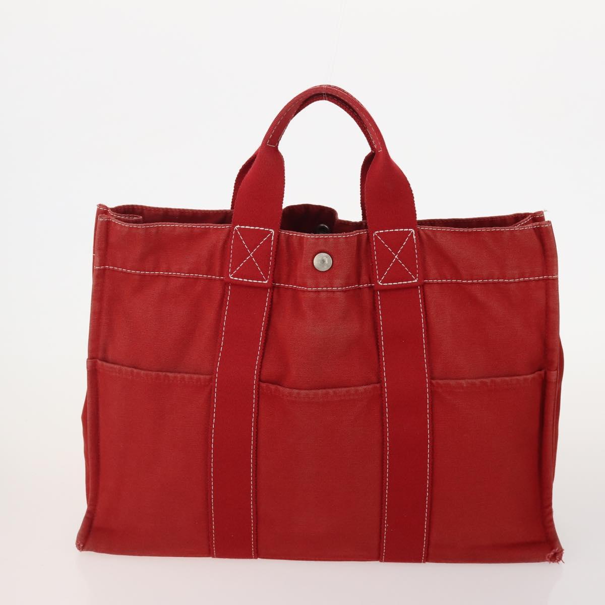 HERMES Tote Bag Canvas 5 Set Red Gray Navy Auth 155797