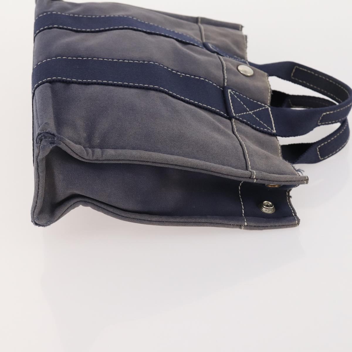HERMES Hand Bag Canvas 4 Set Navy Black beige Auth 155798