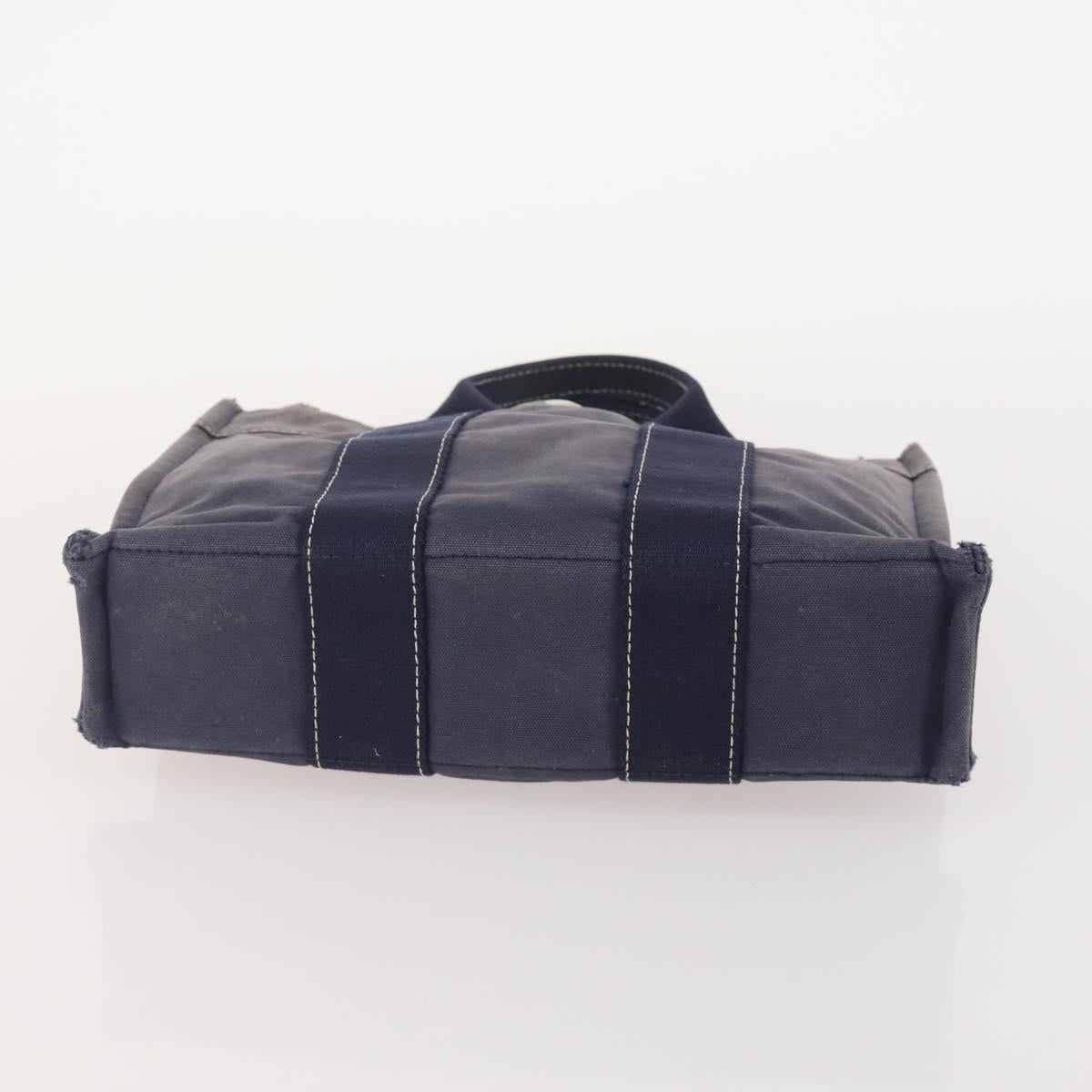 HERMES Hand Bag Canvas 4 Set Navy Black beige Auth 155798