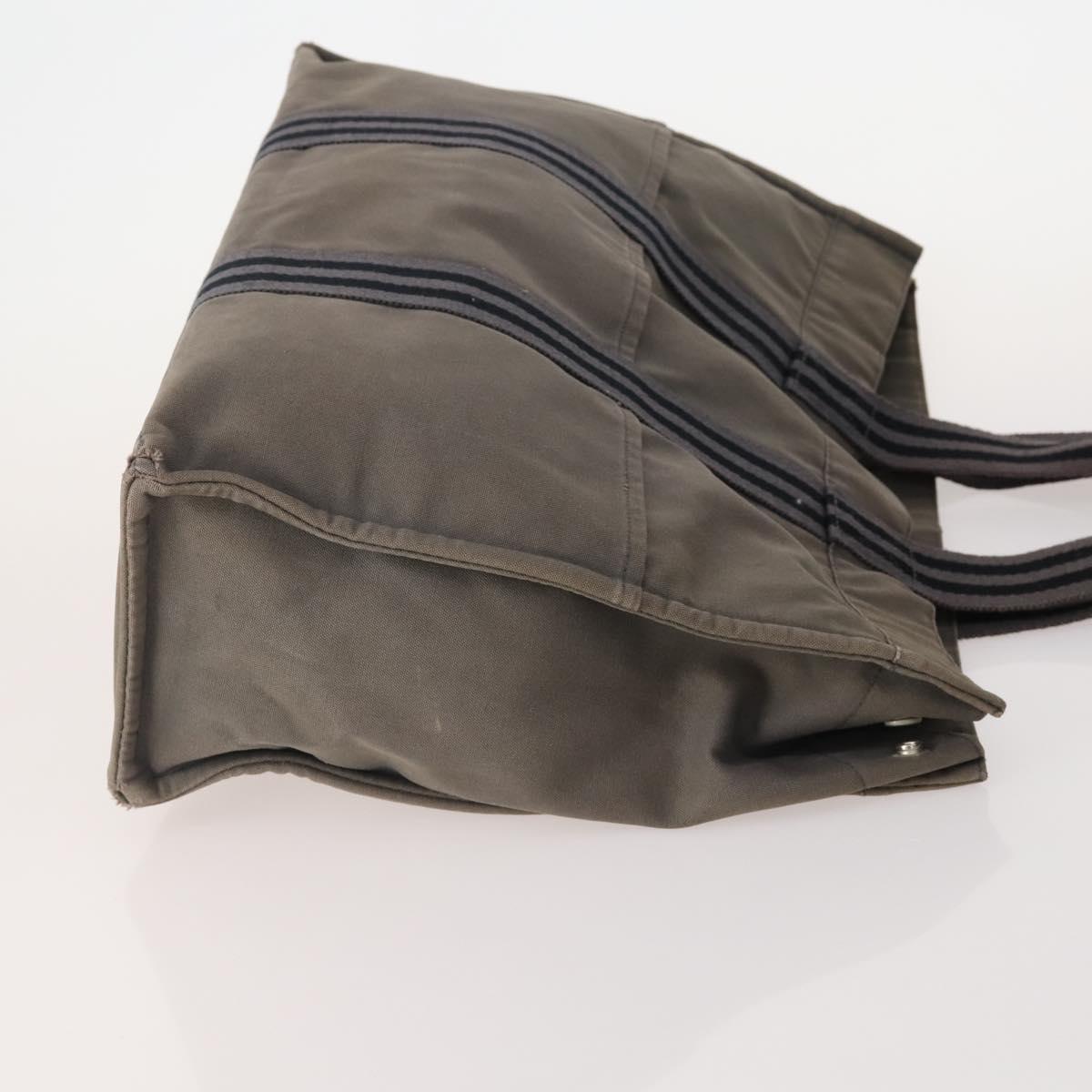 HERMES Hand Bag Canvas 4 Set Navy Black beige Auth 155798
