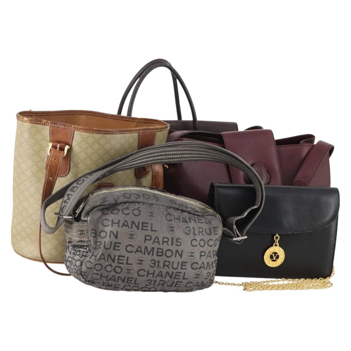 BURBERRY Celine Chanel Cartier Valentino Bag Nylon Leather 5 Set Auth 155800