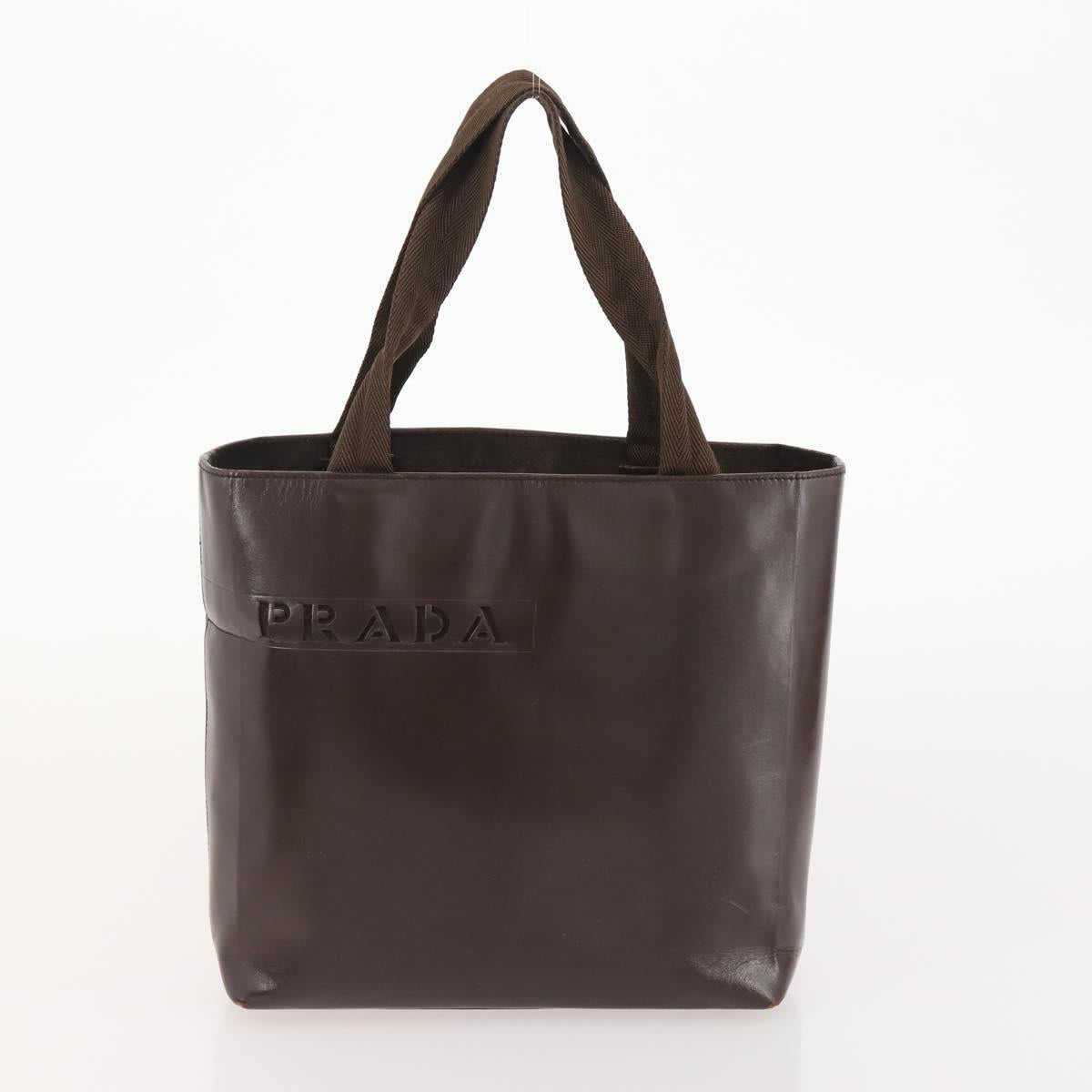 PRADA Tote Bag Nylon Leather 4 Set Black Brown Auth 155801