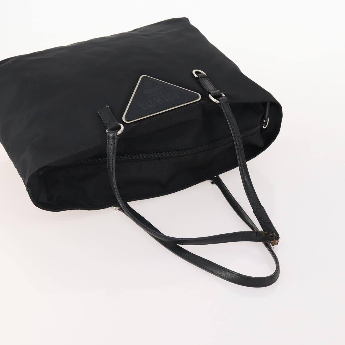 PRADA Tote Bag Nylon Leather 4 Set Black Brown Auth 155801