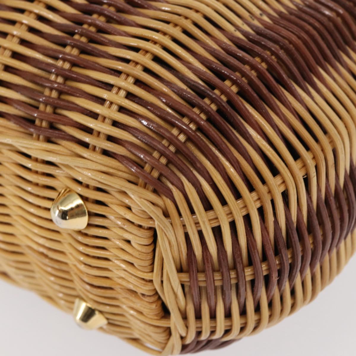 FENDI Shoulder Bag Rattan Brown Gold Auth 155924