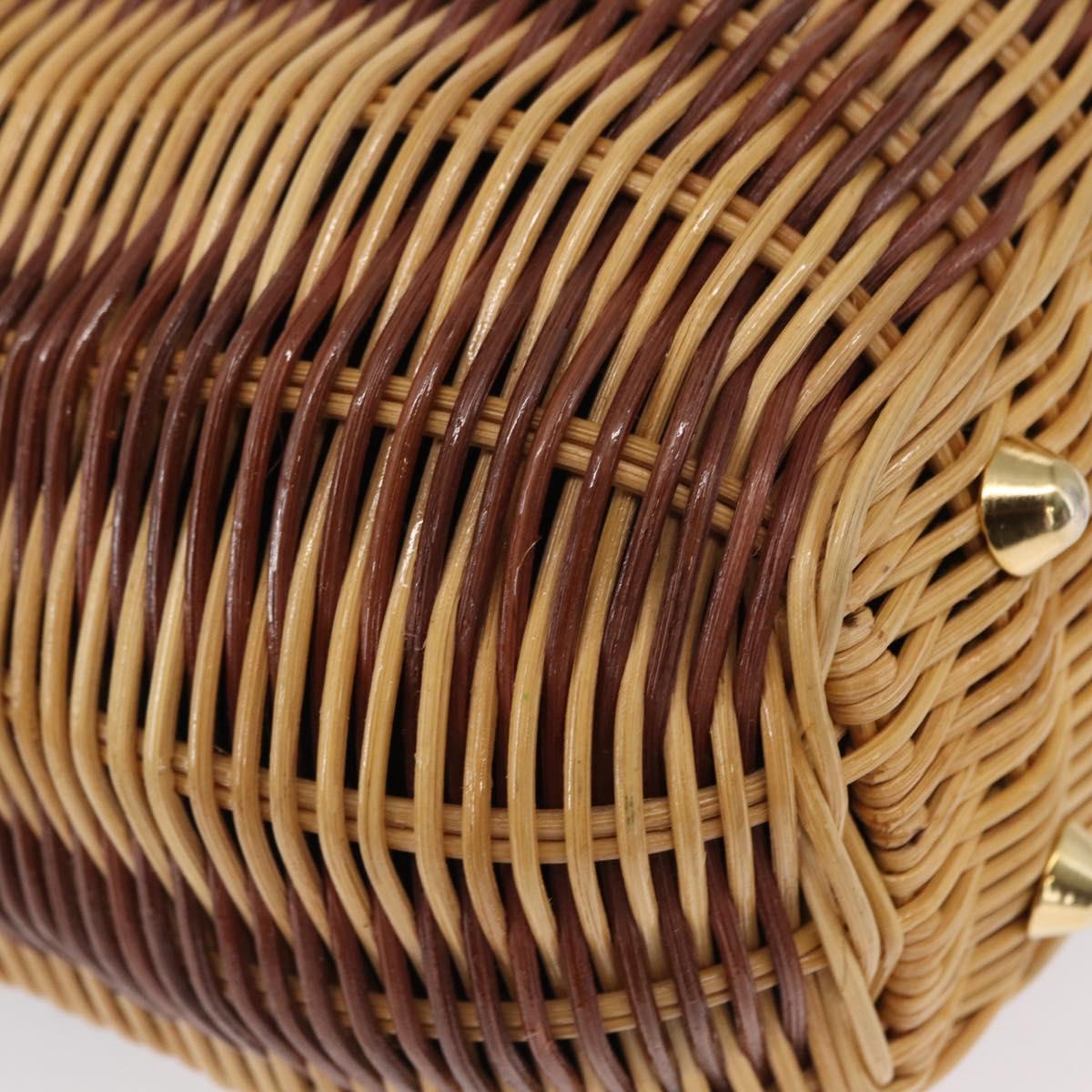 FENDI Shoulder Bag Rattan Brown Gold Auth 155924