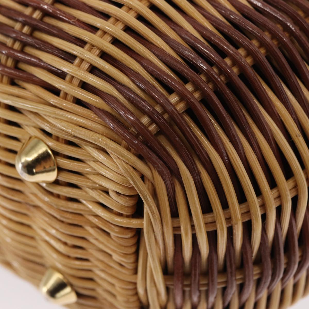 FENDI Shoulder Bag Rattan Brown Gold Auth 155924