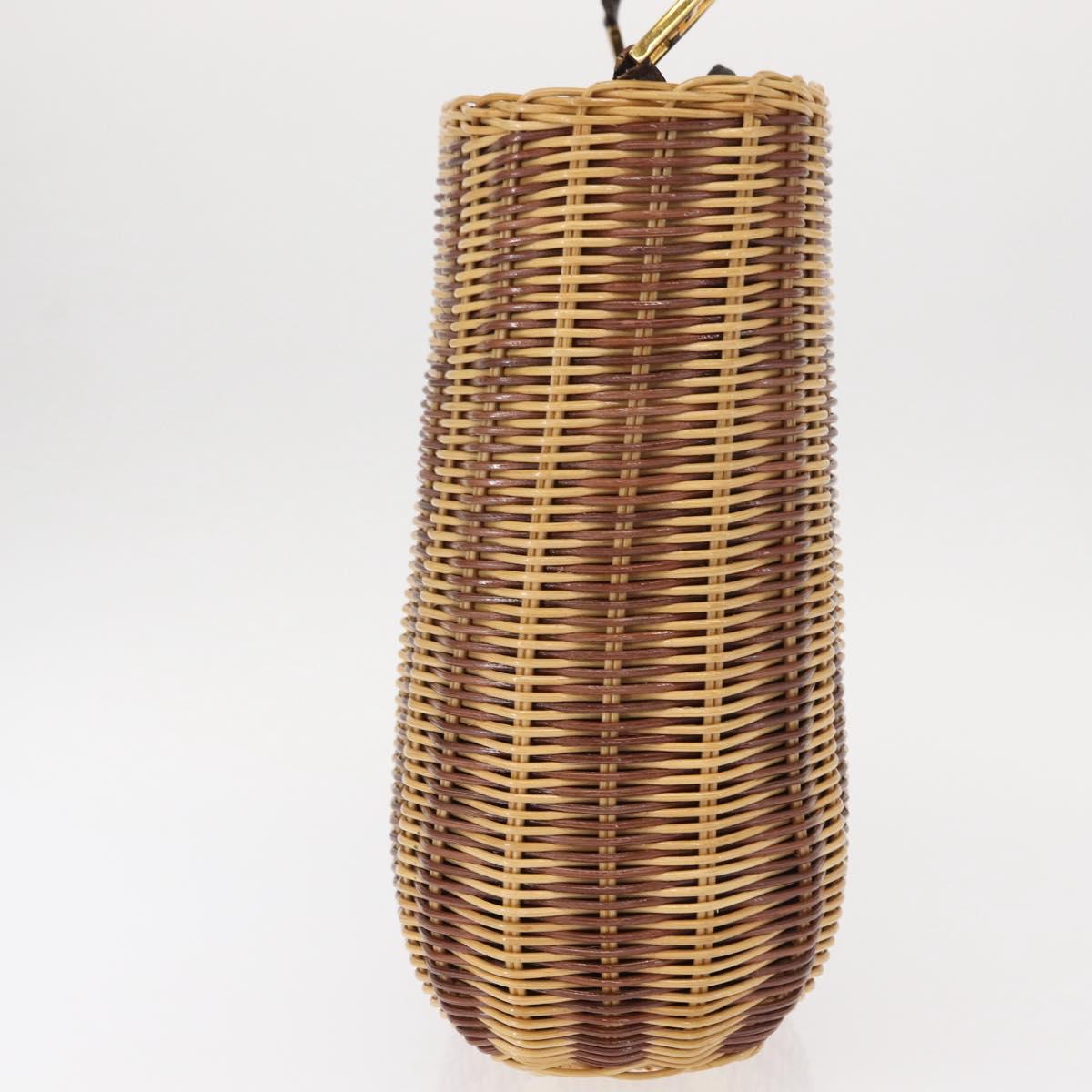 FENDI Shoulder Bag Rattan Brown Gold Auth 155924