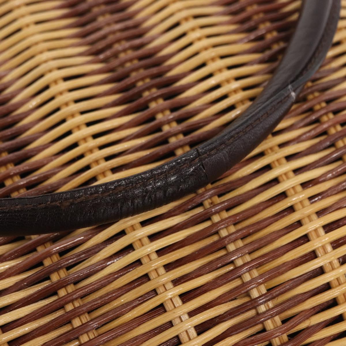 FENDI Shoulder Bag Rattan Brown Gold Auth 155924