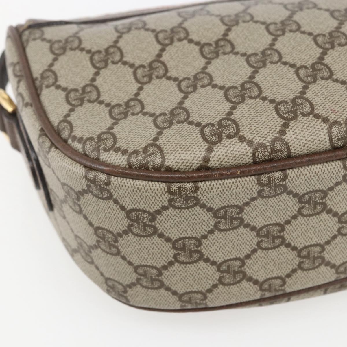 GUCCI GG Supreme Web Sherry Line Bag PVC Beige Gold 001 123 0918 Auth 155926
