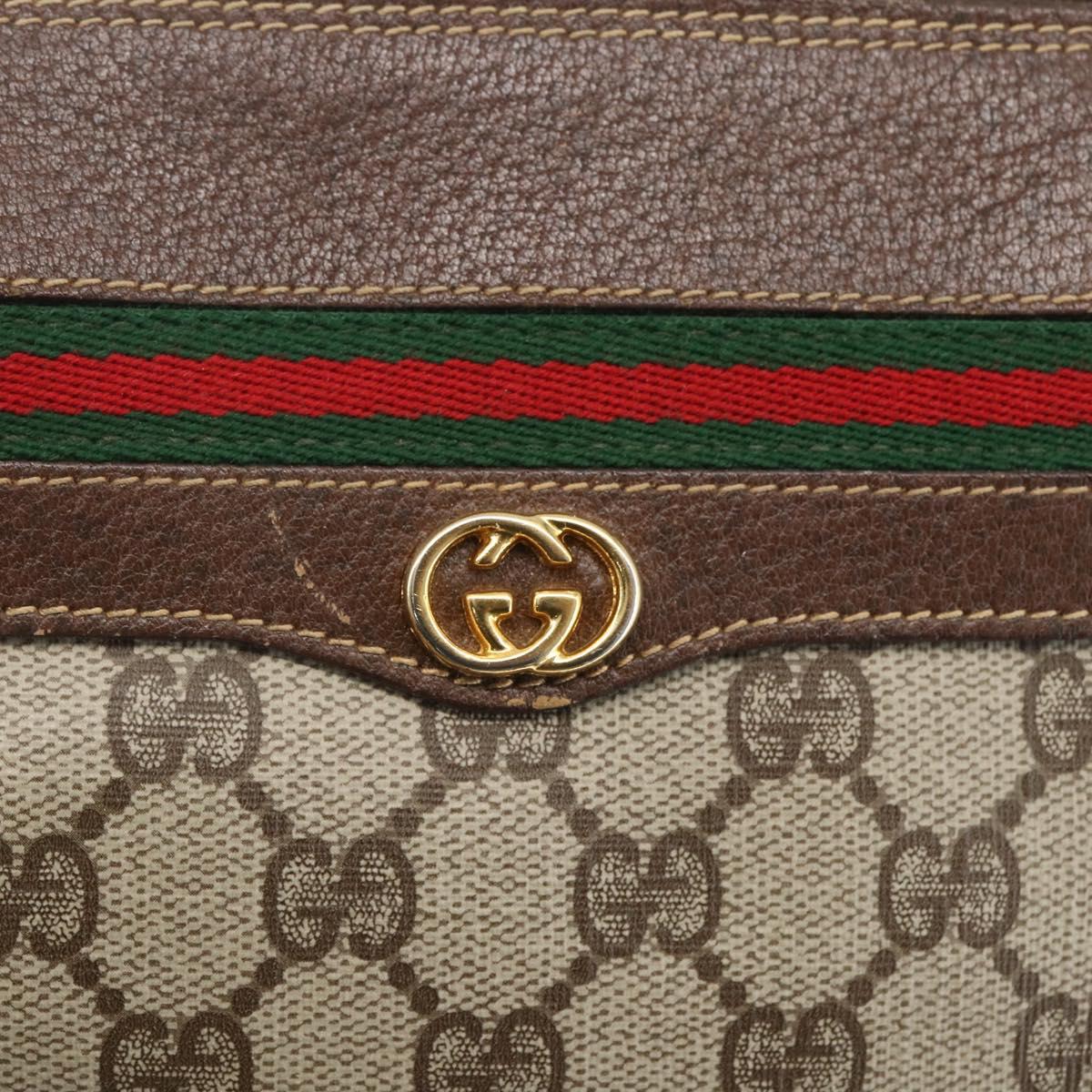 GUCCI GG Supreme Web Sherry Line Bag PVC Beige Gold 001 123 0918 Auth 155926