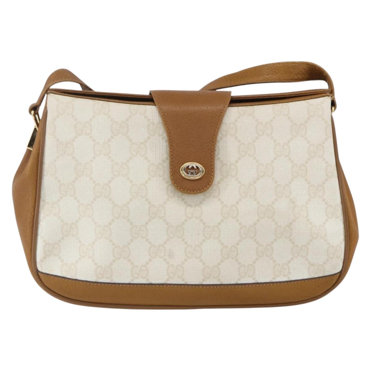 GUCCI GG Supreme Shoulder Bag PVC Beige Gold 116 02 076 Auth 155927