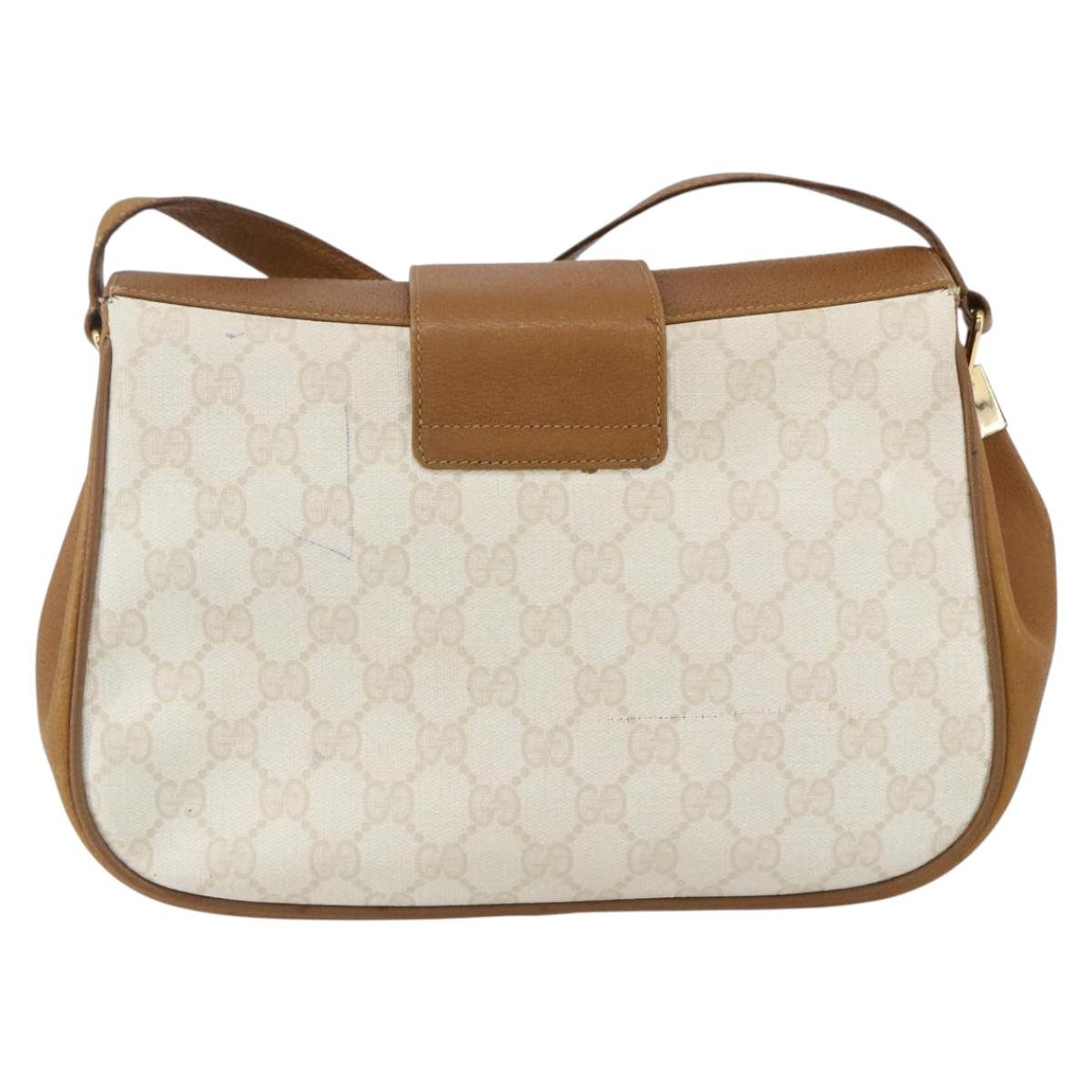 GUCCI GG Supreme Shoulder Bag PVC Beige Gold 116 02 076 Auth 155927