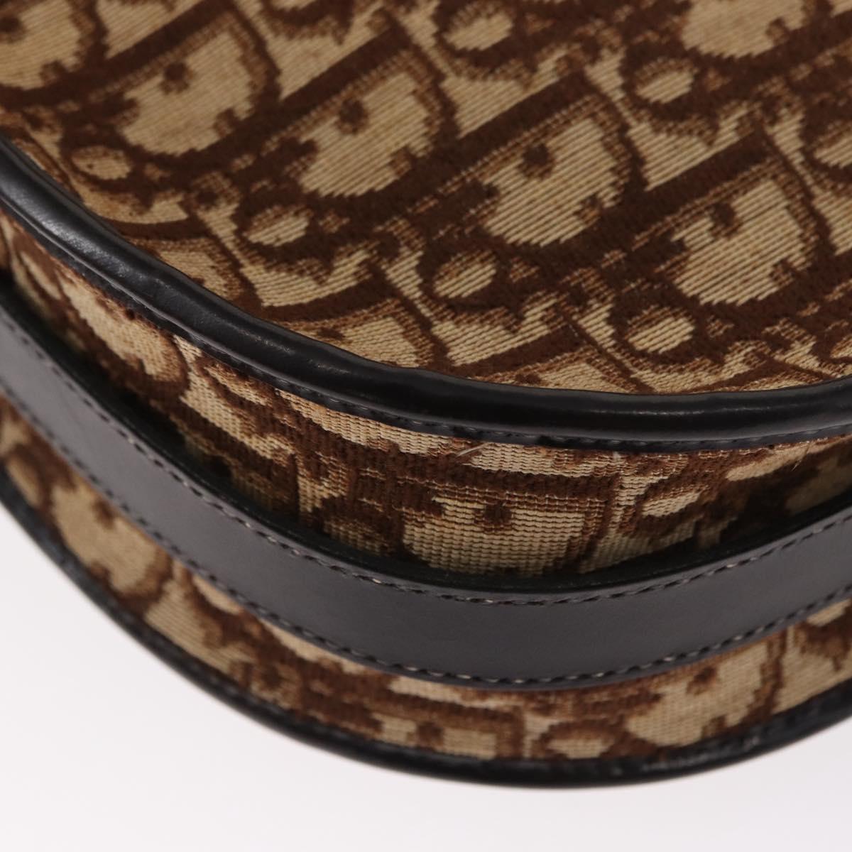 Christian Dior Trotter Canvas Shoulder Bag Brown Gold Auth 155929